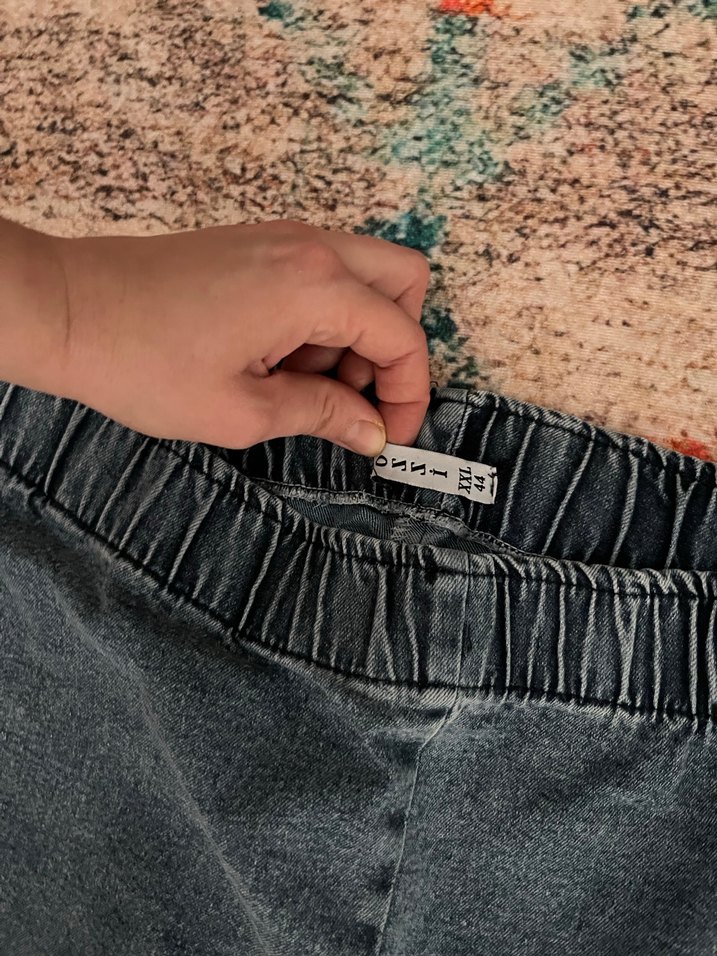 Gri Bağcıklı Midi Bol Kesim Kadın Kot Pantolon - Görsel 2