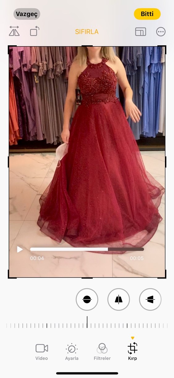 Bordo Straplez Transparan nişan elbisesi - Görsel 3