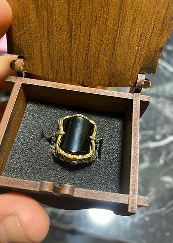 Gotik Tarzda Altın Renk Erkek 925 ayar gümüş Yüzük - Görsel 3