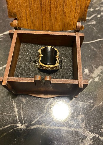 Gotik Tarzda Altın Renk Erkek 925 ayar gümüş Yüzük - Görsel 2