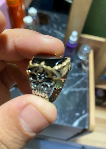 Gotik Tarzda Altın Renk Erkek 925 ayar gümüş Yüzük - Görsel 5