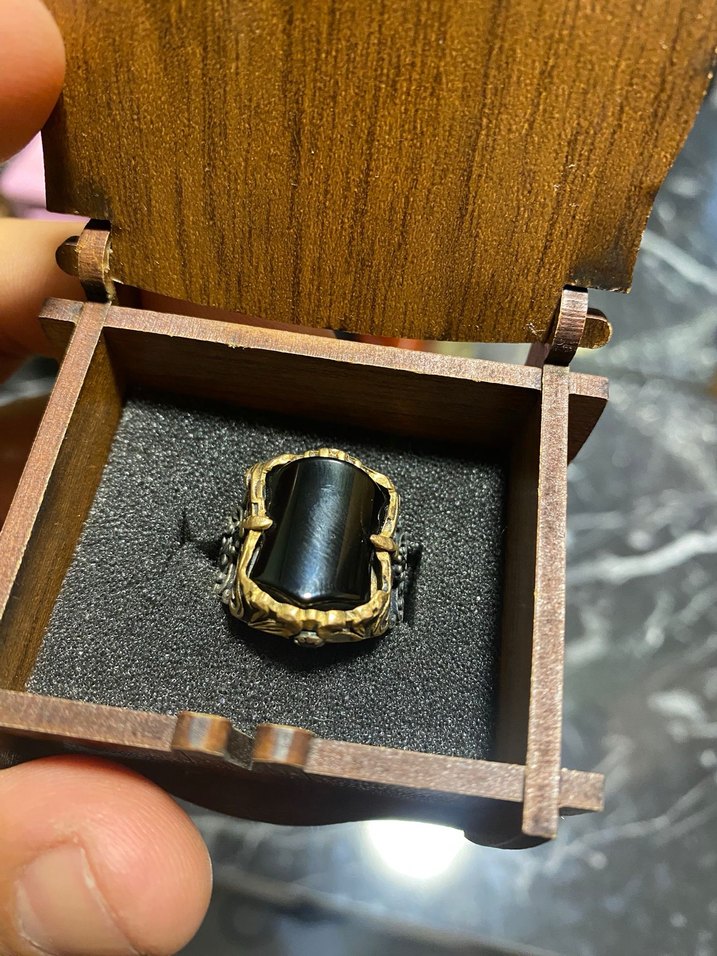 Gotik Tarzda Altın Renk Erkek 925 ayar gümüş Yüzük - Görsel 3