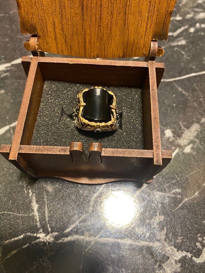 Gotik Tarzda Altın Renk Erkek 925 ayar gümüş Yüzük - Görsel 2