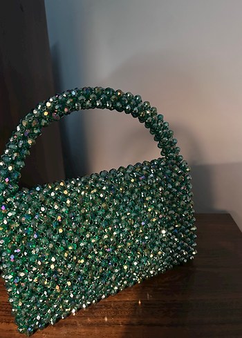 Yeşil Kristal Taş JanJanlı Kadın Çanta - Görsel 5