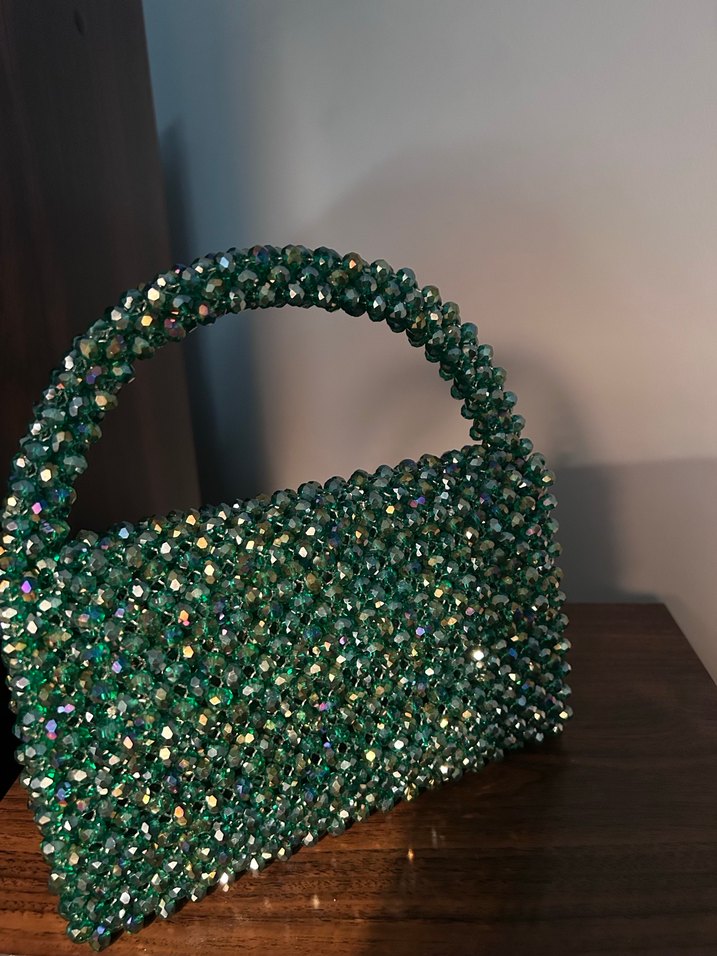 Yeşil Kristal Taş JanJanlı Kadın Çanta - Görsel 5