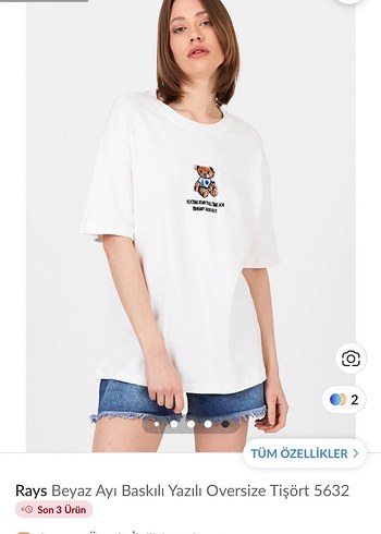 Beyaz Ayı Baskılı Oversize Tişört - Görsel 2