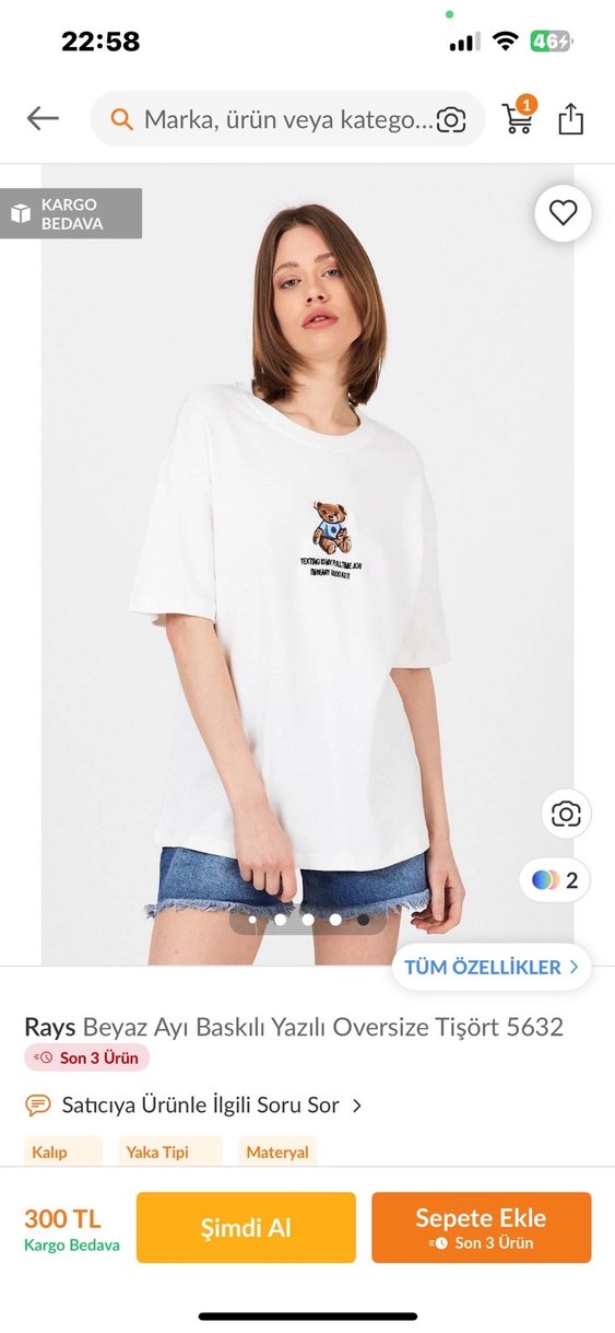 Beyaz Ayı Baskılı Oversize Tişört - Görsel 2