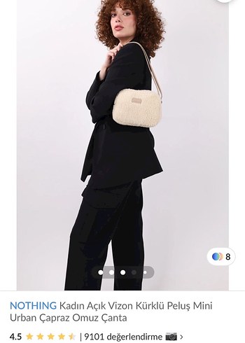 Kadın Açık Vizon Kürklü Peluş Mini Omuz Çantası - Görsel 7