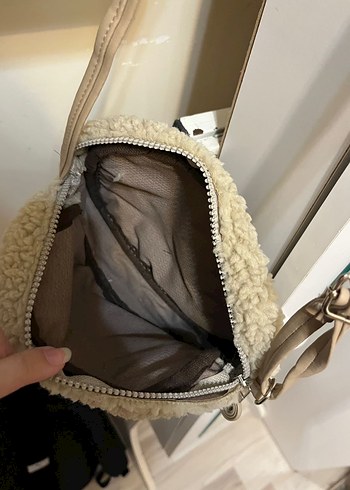Kadın Açık Vizon Kürklü Peluş Mini Omuz Çantası - Görsel 5