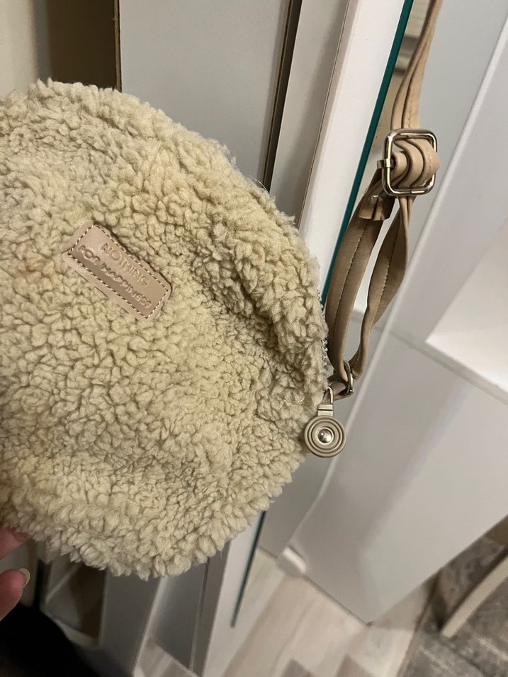 Kadın Açık Vizon Kürklü Peluş Mini Omuz Çantası - Görsel 4