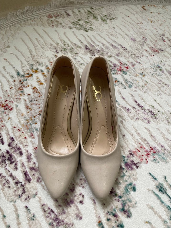 Bej Kadın Kalın Topuklu Stiletto - Görsel 2