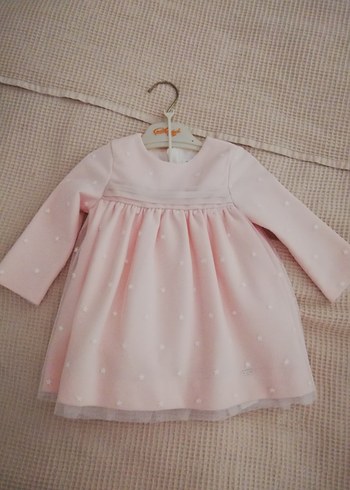 Pembe Nakışlı Kız Çocuk Uzun Kollu Elbise - Görsel 2