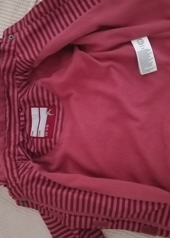 Bordo Çizgili Kız Çocuk Montu - Görsel 2