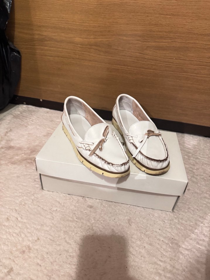 Kadın Hakiki Deri Beyaz Tokalı Loafer Ayakkabı - Görsel 2