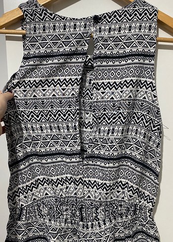 Desenli Bohem V Yaka Kolsuz Tulum - Görsel 5