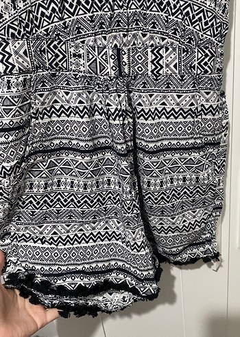 Desenli Bohem V Yaka Kolsuz Tulum - Görsel 2