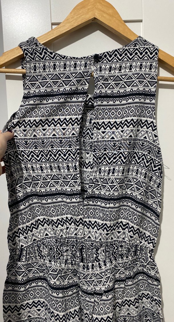 Desenli Bohem V Yaka Kolsuz Tulum - Görsel 5