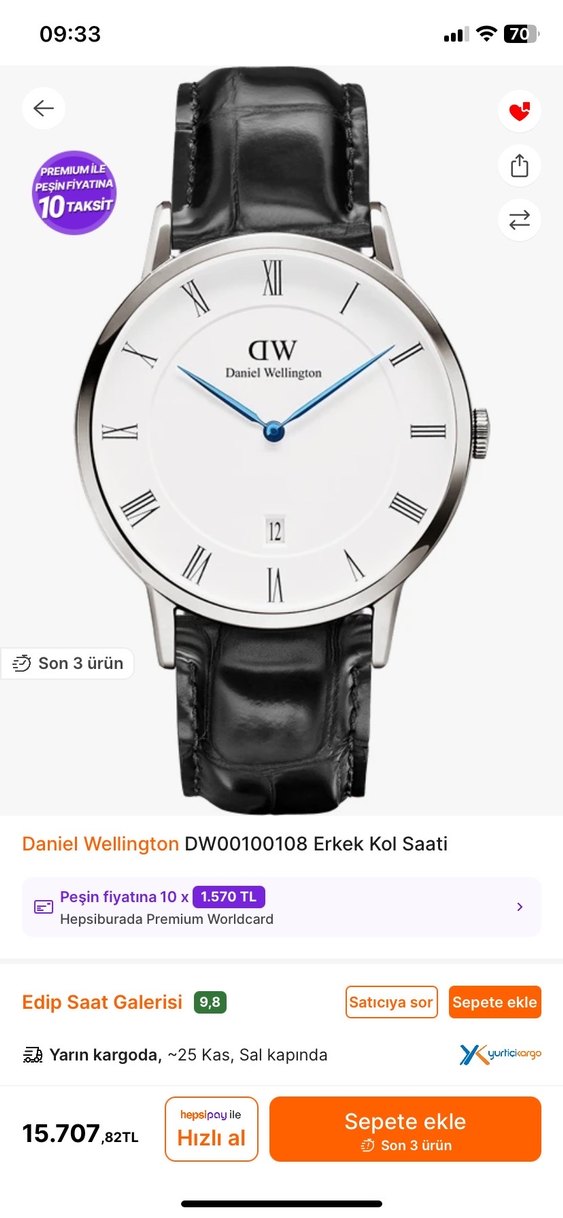 Daniel Wellington erkek Beyaz Klasik Saat - Görsel 3
