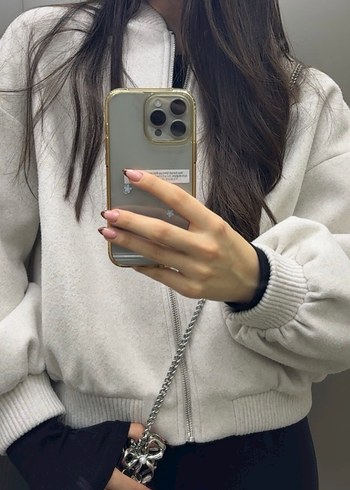 Kadın Oversize Yumuşak Ekru Bomber Ceket - Görsel 6