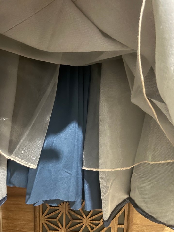 Uzun Kollu lacivert  İşlemeli Kadın Abiye Elbise - Görsel 4