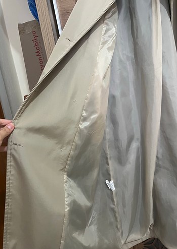 Bej Uzun Kadın Trençkot - Görsel 4