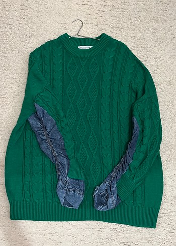 Kadın Yeşil Örgü Salaş Kazak - Görsel 2