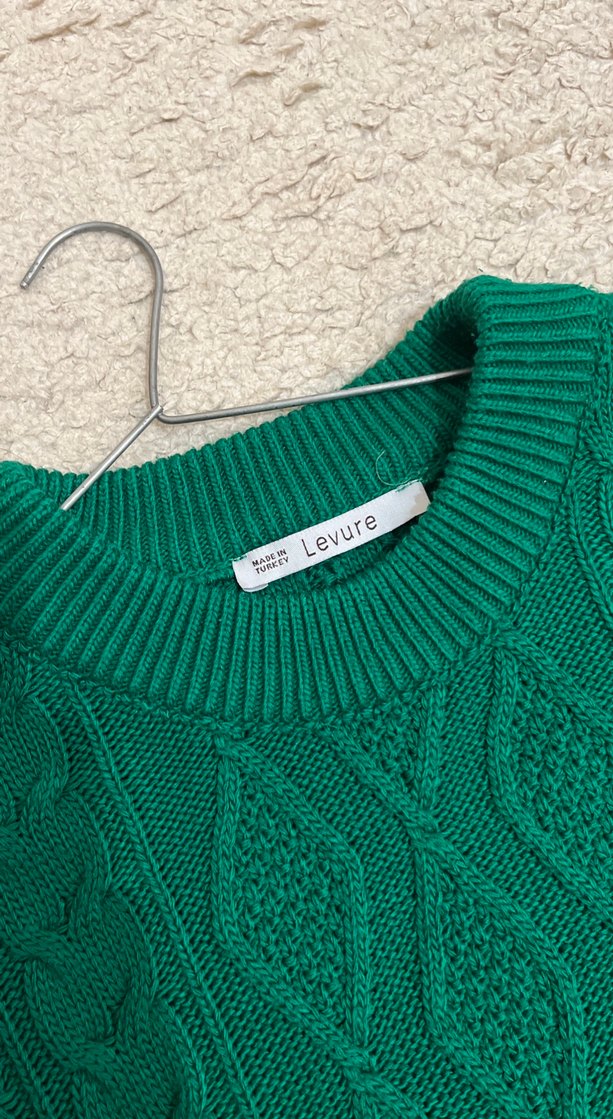 Kadın Yeşil Örgü Salaş Kazak - Görsel 3