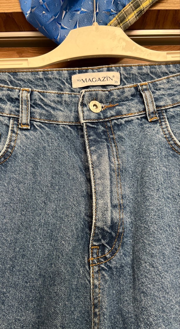 Payet Detaylı Mavi Bağlama Desenli Jean - Görsel 3