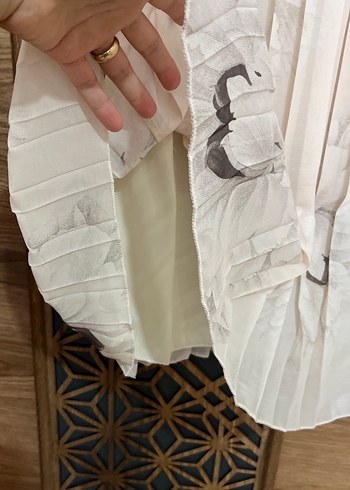 Bej Pilili Uzun Kadın Etek - Görsel 3