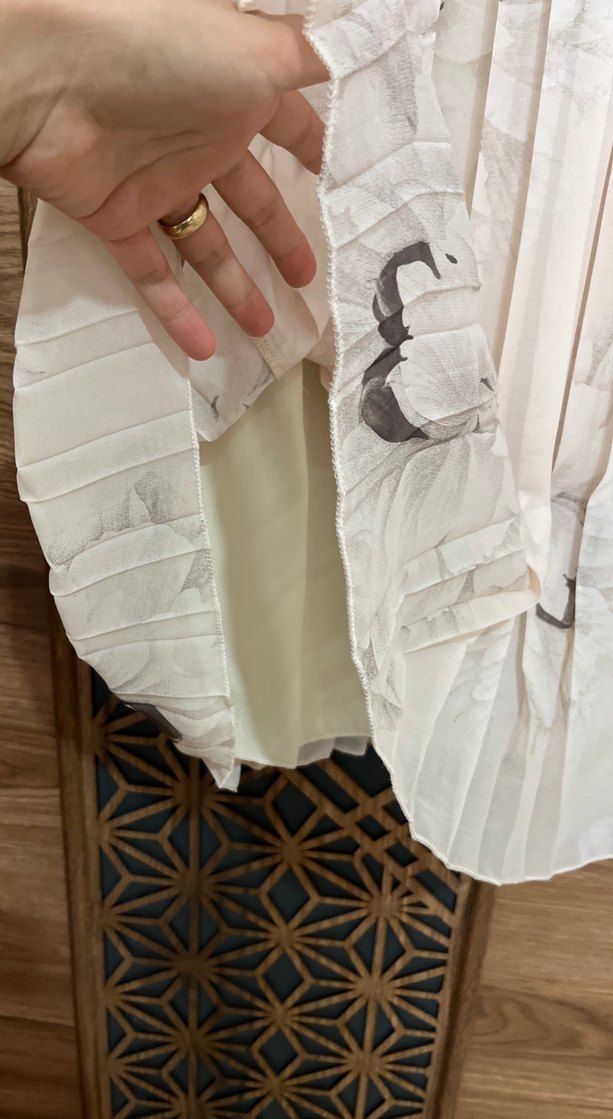 Bej Pilili Uzun Kadın Etek - Görsel 3