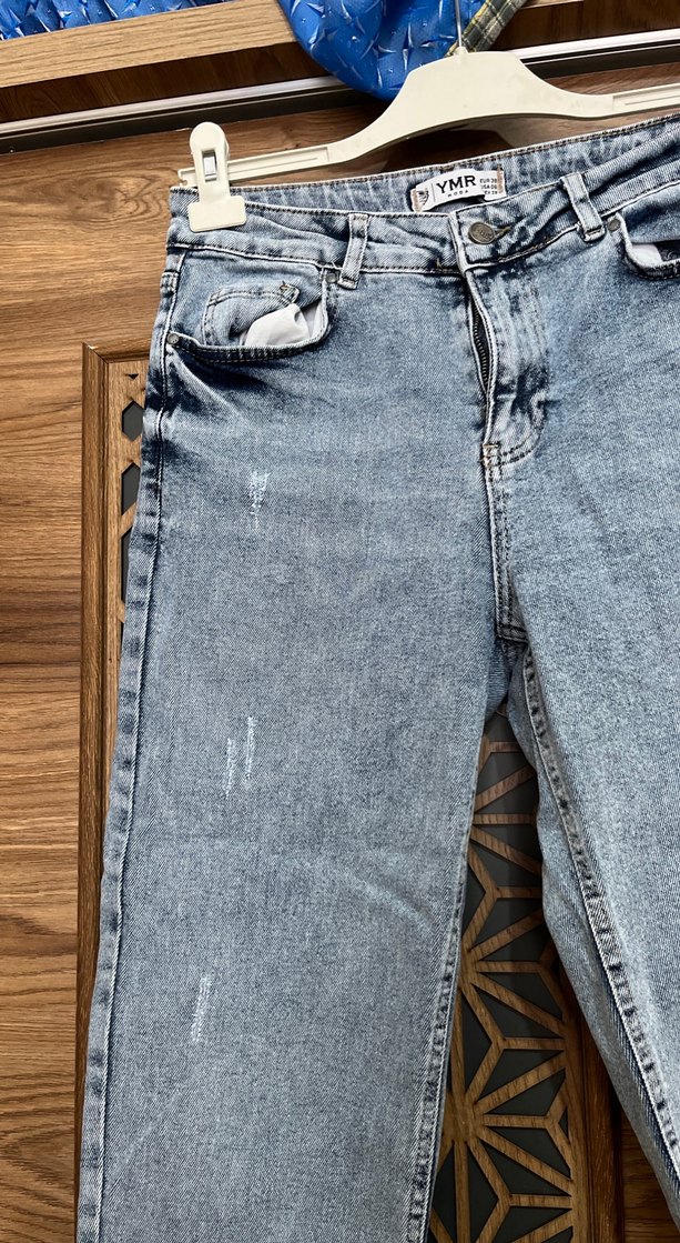 Kadın Mavi Tie-Dye Denim Pantolon - Görsel 2