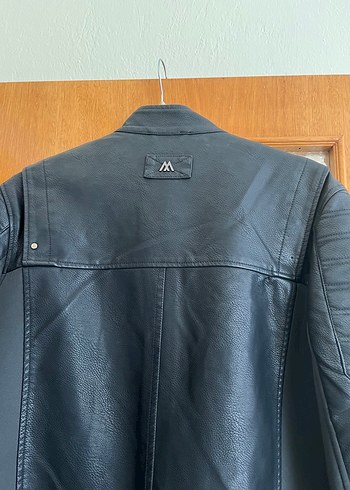 Siyah Deri Biker Mont, Fermuarlı, Normal Boy - Görsel 6