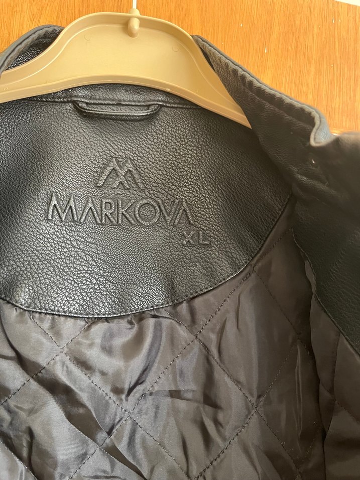 Siyah Deri Biker Mont, Fermuarlı, Normal Boy - Görsel 3