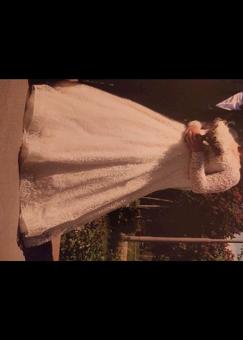 V Yaka Uzun Kollu Prenses Gelinlik - Görsel 3