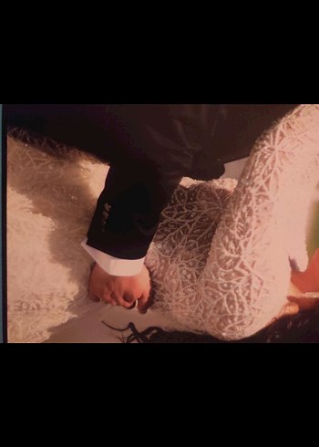 V Yaka Uzun Kollu Prenses Gelinlik - Görsel 4