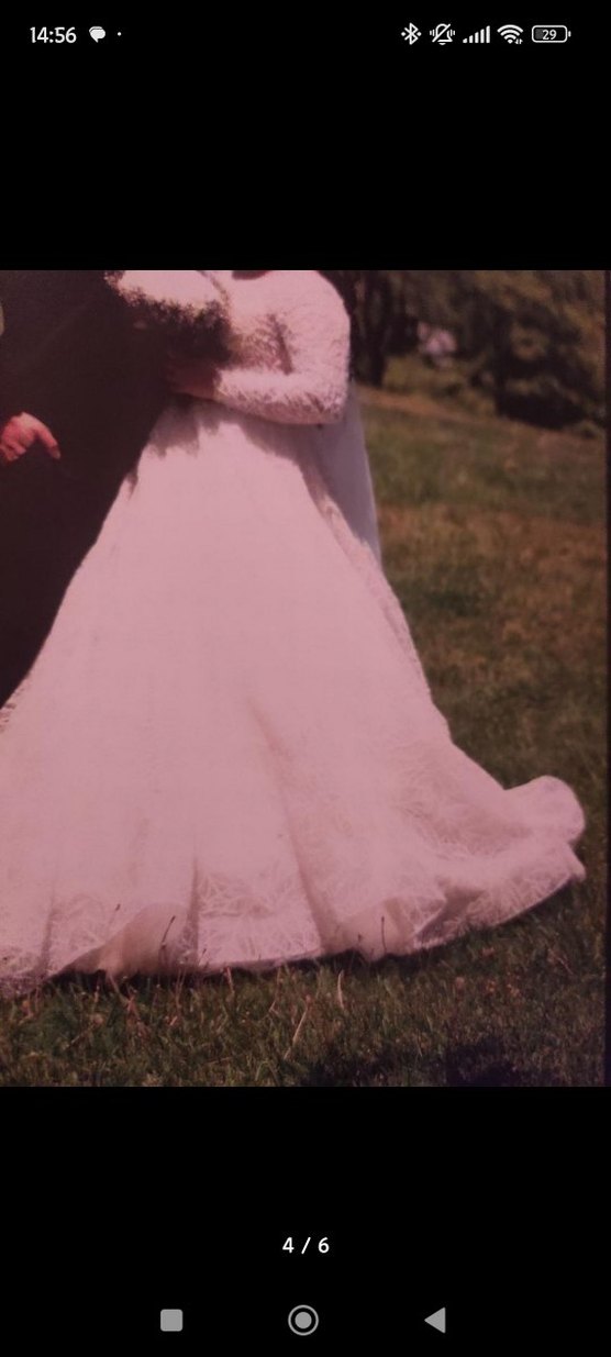 V Yaka Uzun Kollu Prenses Gelinlik - Görsel 2