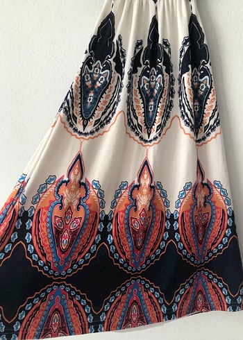 Bohem Çok Renkli Uzun Salaş Elbise - Görsel 2