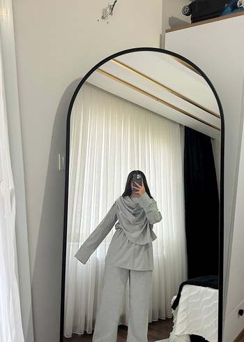 Gri Midi Keten Kadın Takım - Görsel 2