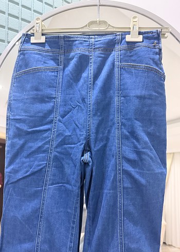 Bağlamalı Mavi Batik Desenli Kadın Kot Pantolon - Görsel 3