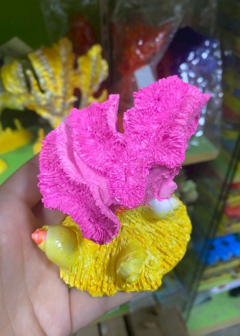 Renkli Pembe Deniz Mercanı Figürü akvaryum - Görsel 2