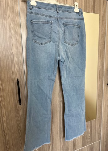 Gri Bol Kesim Midi Kadın Denim Pantolon - Görsel 5