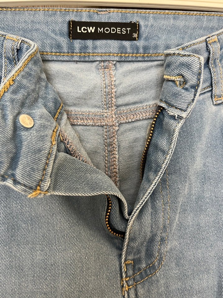 Gri Bol Kesim Midi Kadın Denim Pantolon - Görsel 4