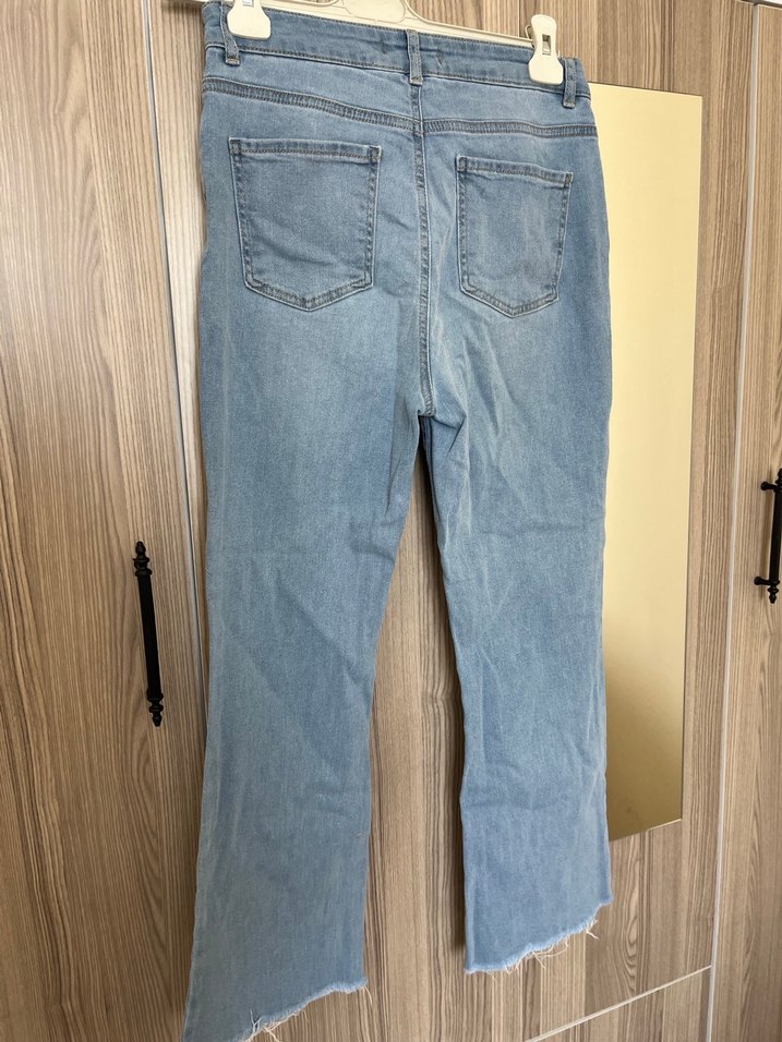 Gri Bol Kesim Midi Kadın Denim Pantolon - Görsel 5