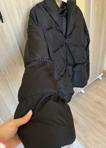 Siyah Midi Boy Kadın Kışlık Mont - Görsel 2