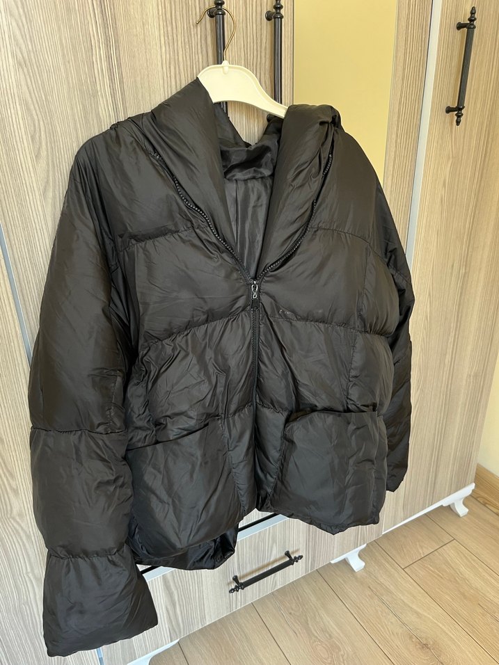 Siyah Midi Boy Kadın Kışlık Mont - Görsel 3