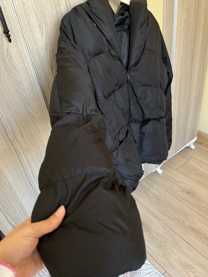 Siyah Midi Boy Kadın Kışlık Mont - Görsel 2