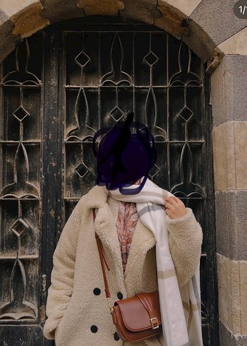 Bej Düğmeli Midi Kadın Peluş Kaban - Görsel 5