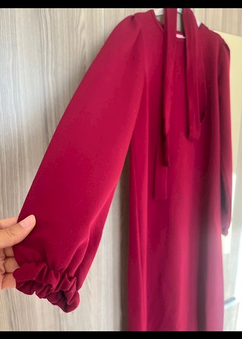 Fuşya Uzun Kollu Salaş Elbise - Görsel 2