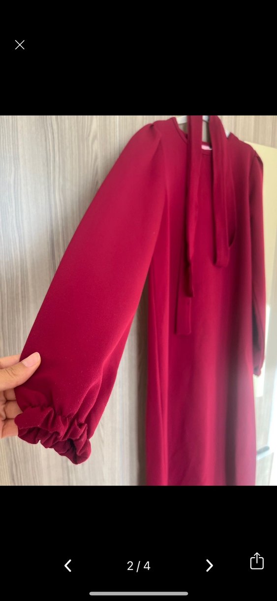 Fuşya Uzun Kollu Salaş Elbise - Görsel 2