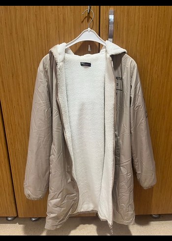 Kapüşonlu Bej Kadın Midi Ceket - Görsel 2